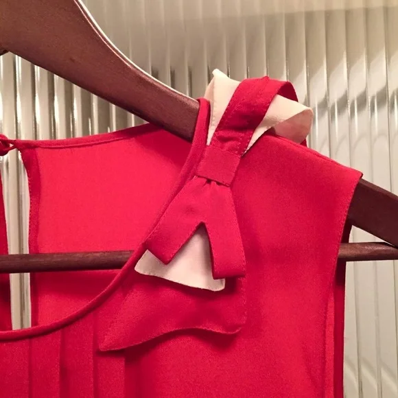 Prada Red Silk Bow Blouse - Picture 2 of 6